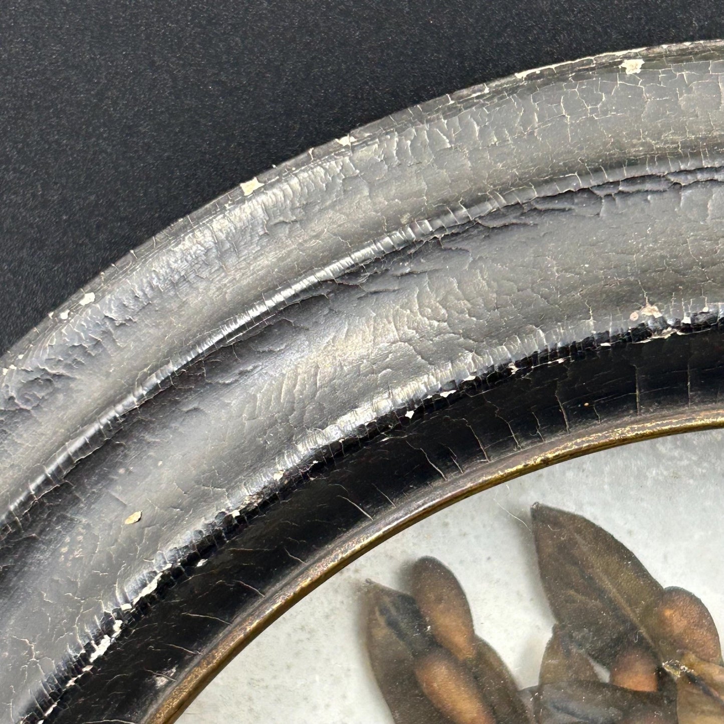 close up of texture of a black Antique Victorian  Memoriam frame - Splendid Vintage World