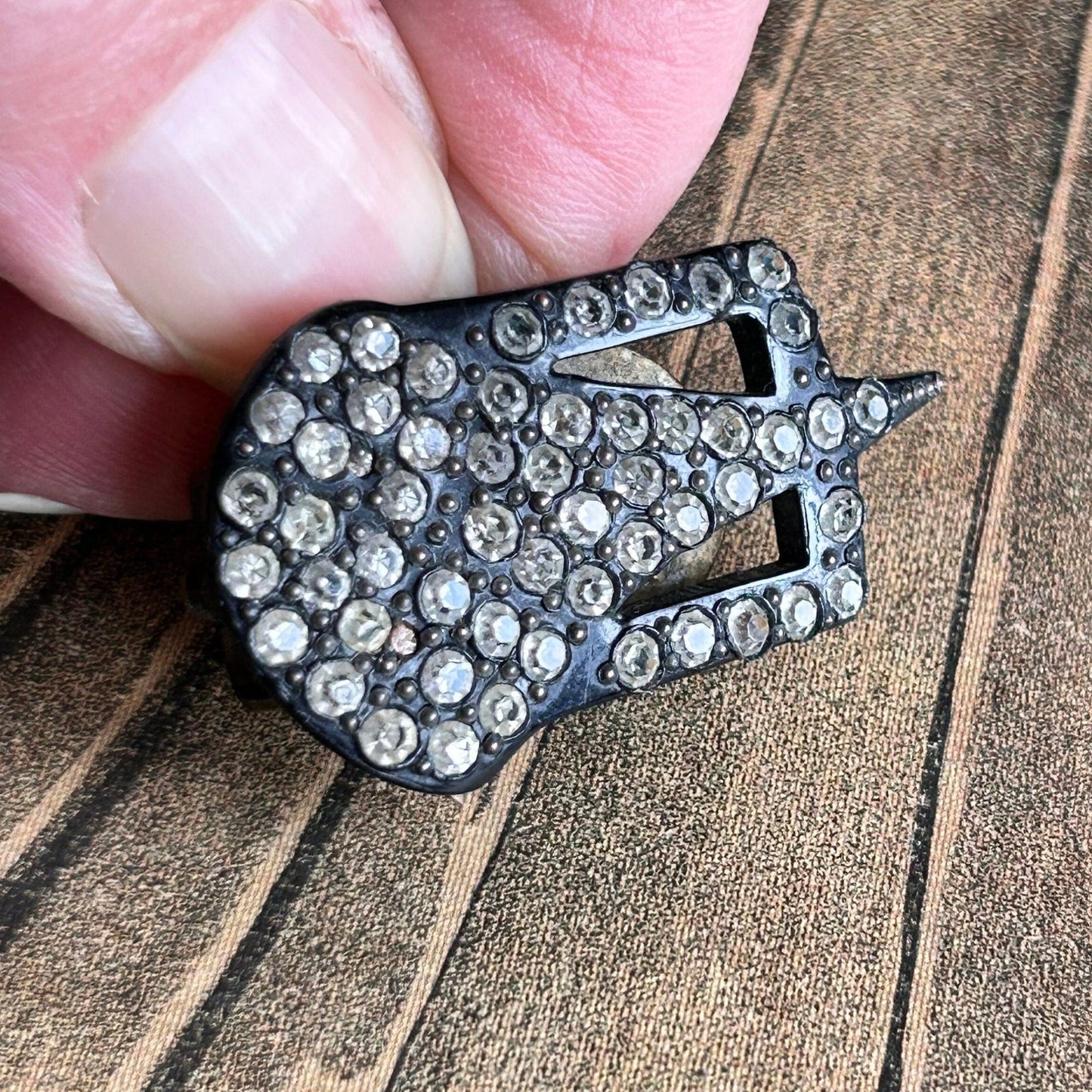 Art Deco 1930s dress clip black glass diamante’ or hat decoration - Splendid Vintage World