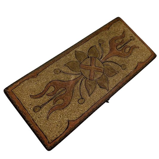 Arts & Crafts embroidered glove box , metallic trimmed art nouveau box - Splendid Vintage World