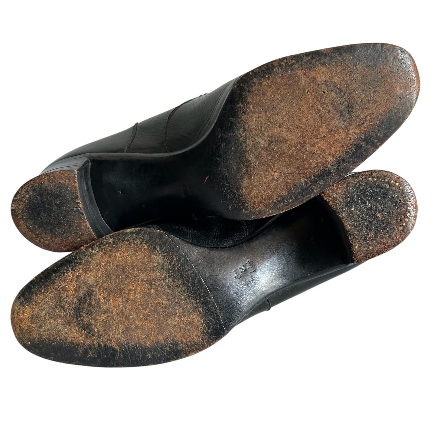 Black Leather Mary Jane Shoes leather soles UK Size 6 on white background - Splendid Vintage World