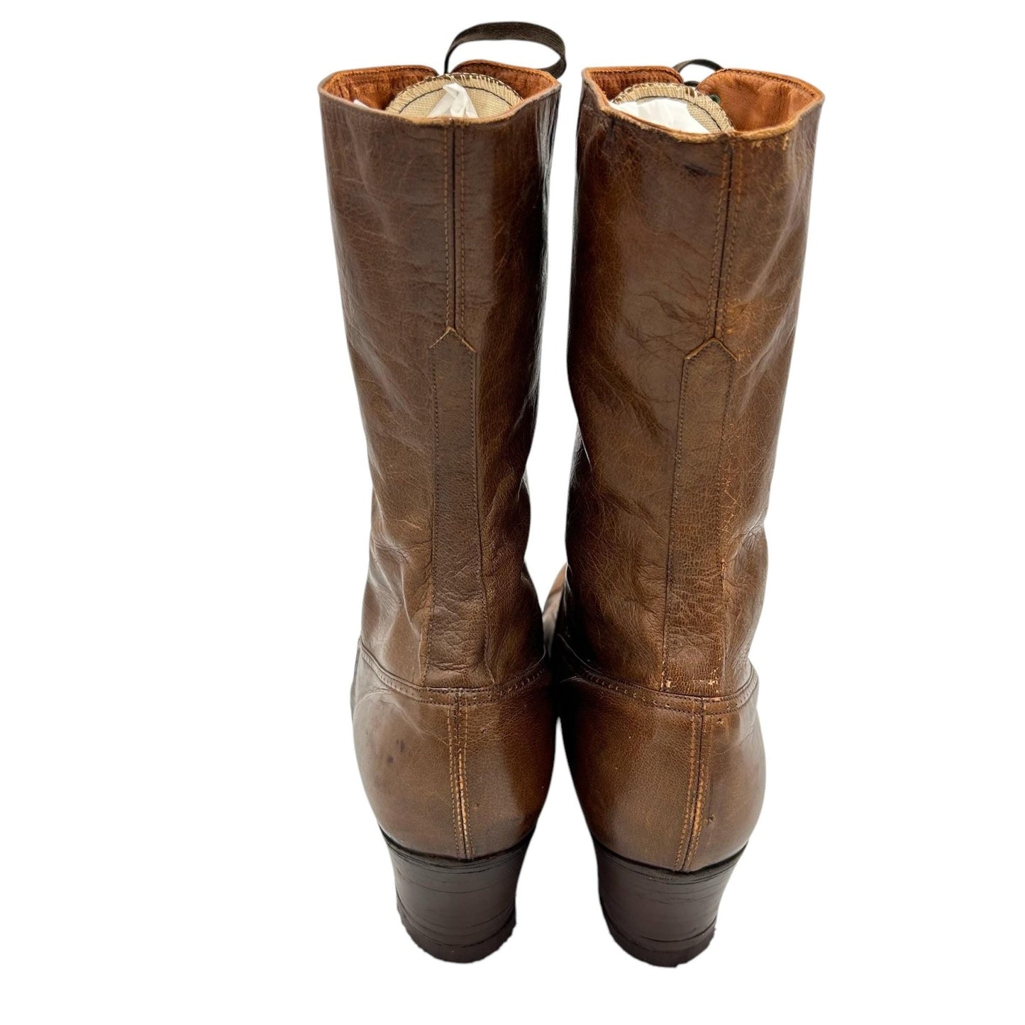 Edwardian brown leather lace up ankle boots size 6 re - heeled & re - soled - Splendid Vintage World