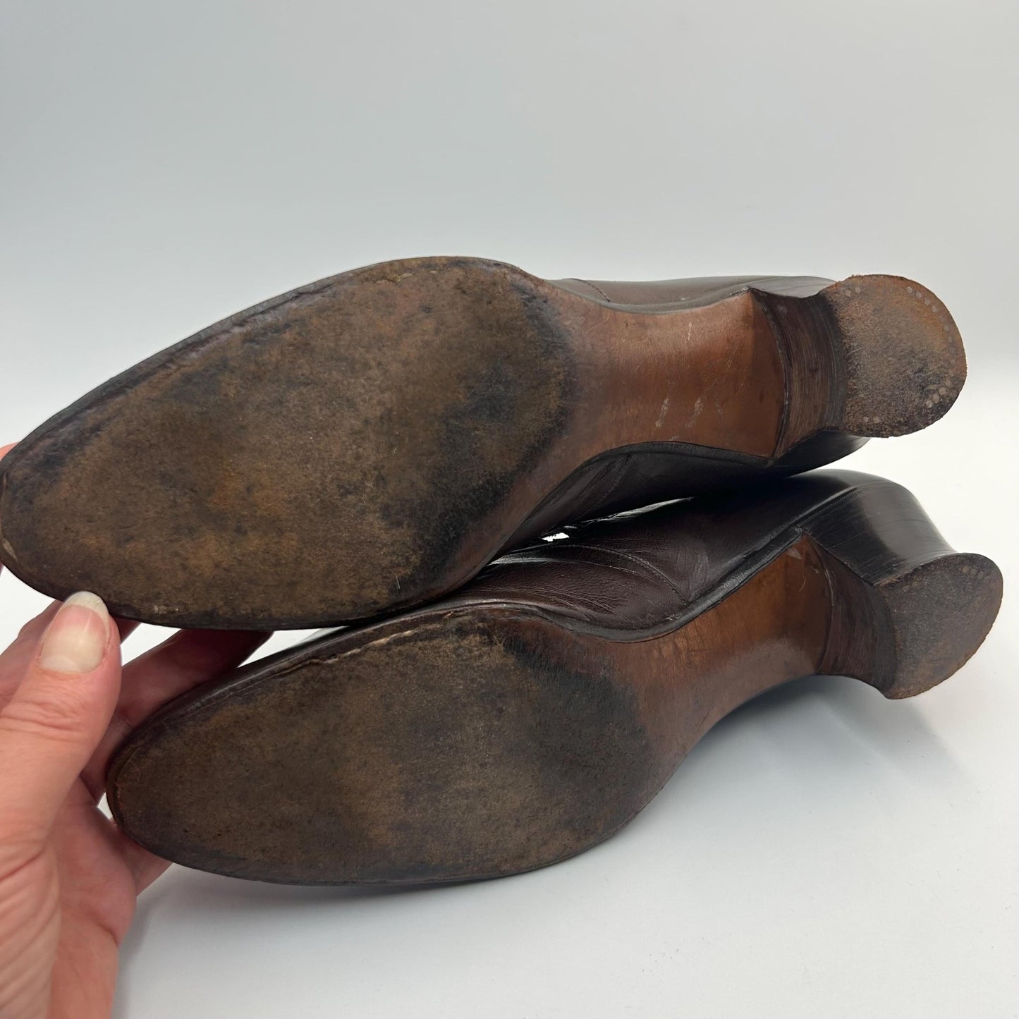 Edwardian 1910s brown Leather Shoes with Cut out Design & faux lizard inserts by J. Jacques
