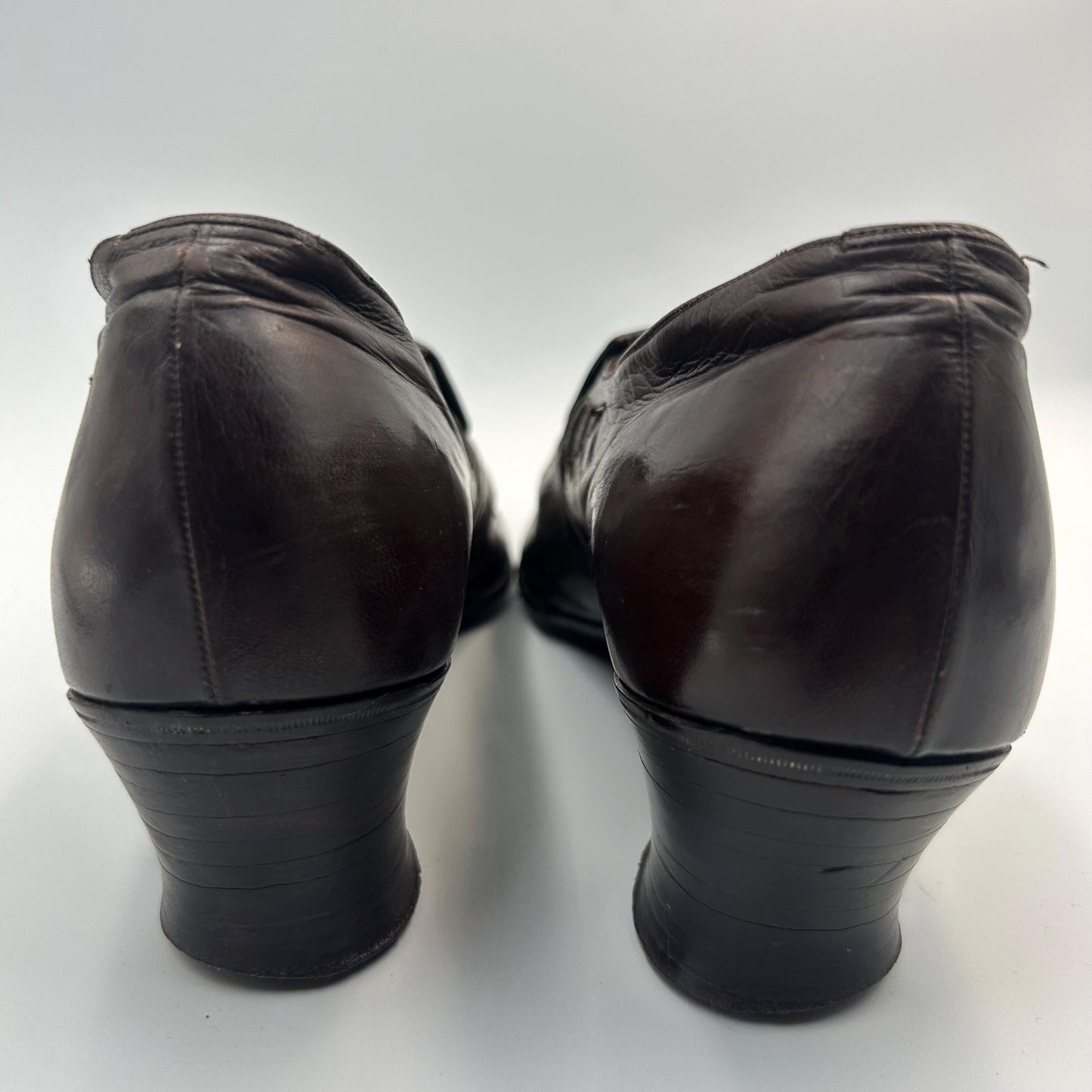 Edwardian 1910s brown Leather Shoes with Cut out Design & faux lizard inserts by J. Jacques