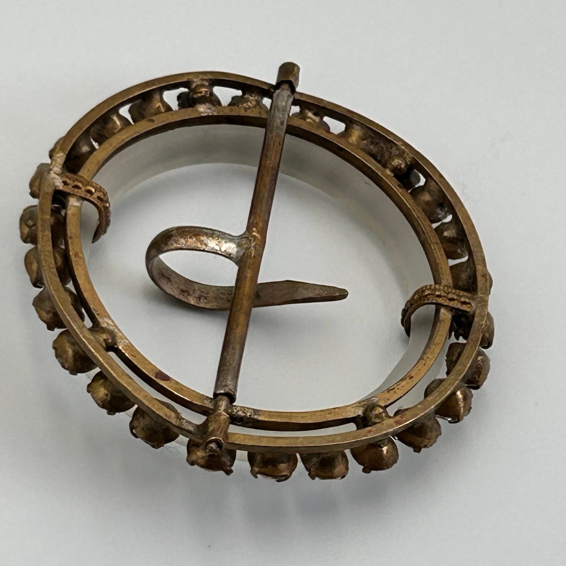 Edwardian frosted glass & paste stone circular buckle. - Splendid Vintage World