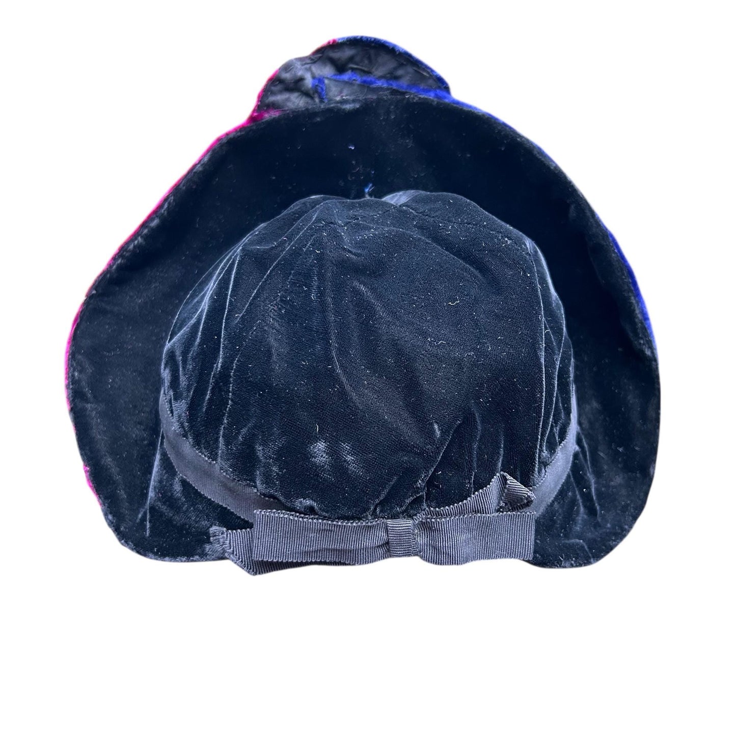 black velvet hat crown & upturned brim on white background - Splendid Vintage World