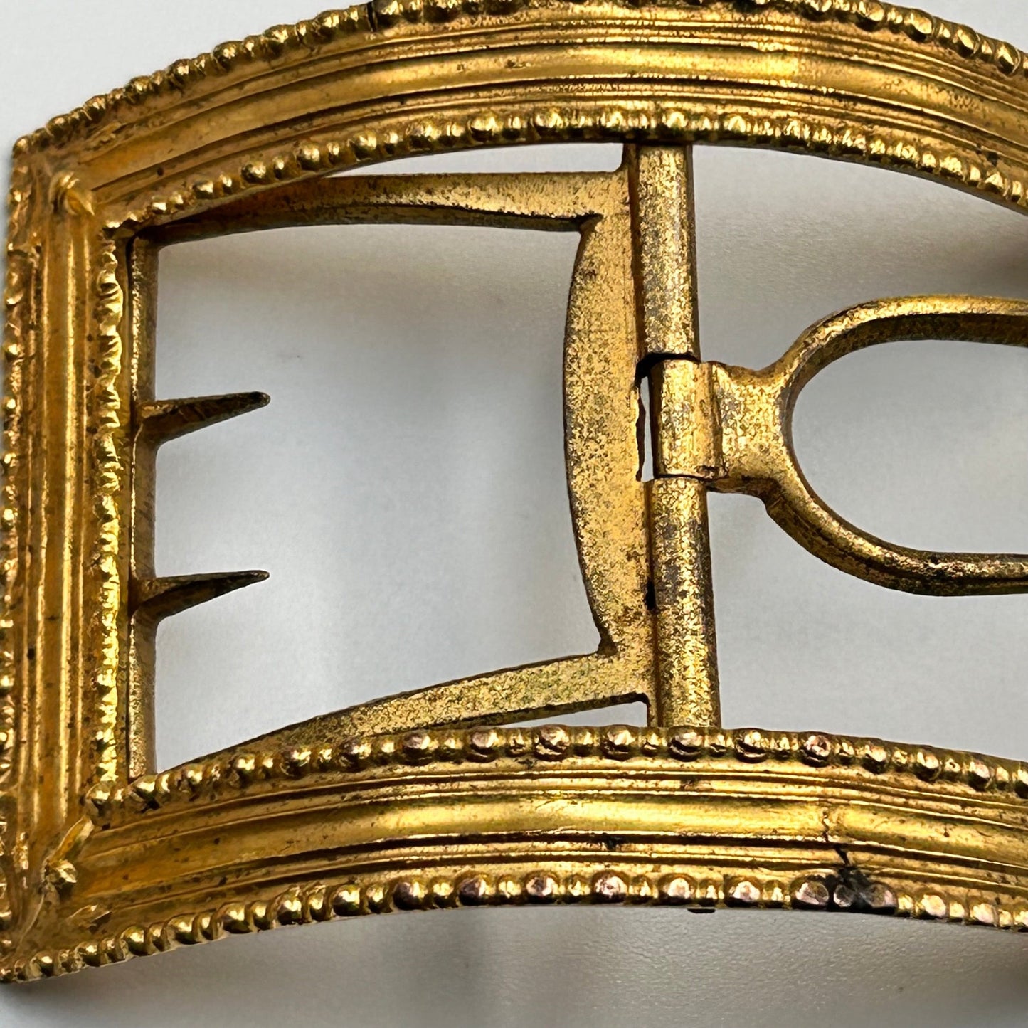 large antique gilt metal shoe buckles with fine acorn detailing Georgian early Victorian - Splendid Vintage World