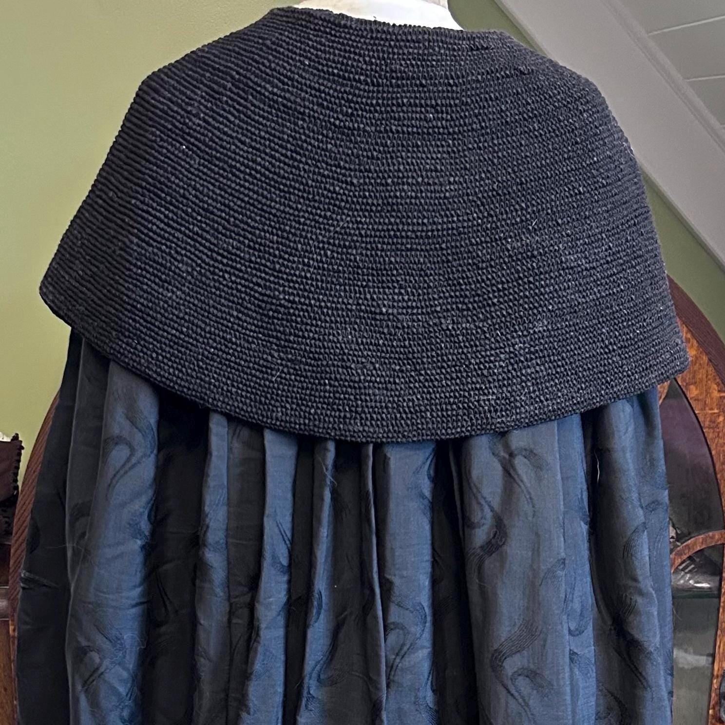 deep collar back view of Victorian cape with deep ruched collar, German, Austrian origin - Splendid Vintage World
