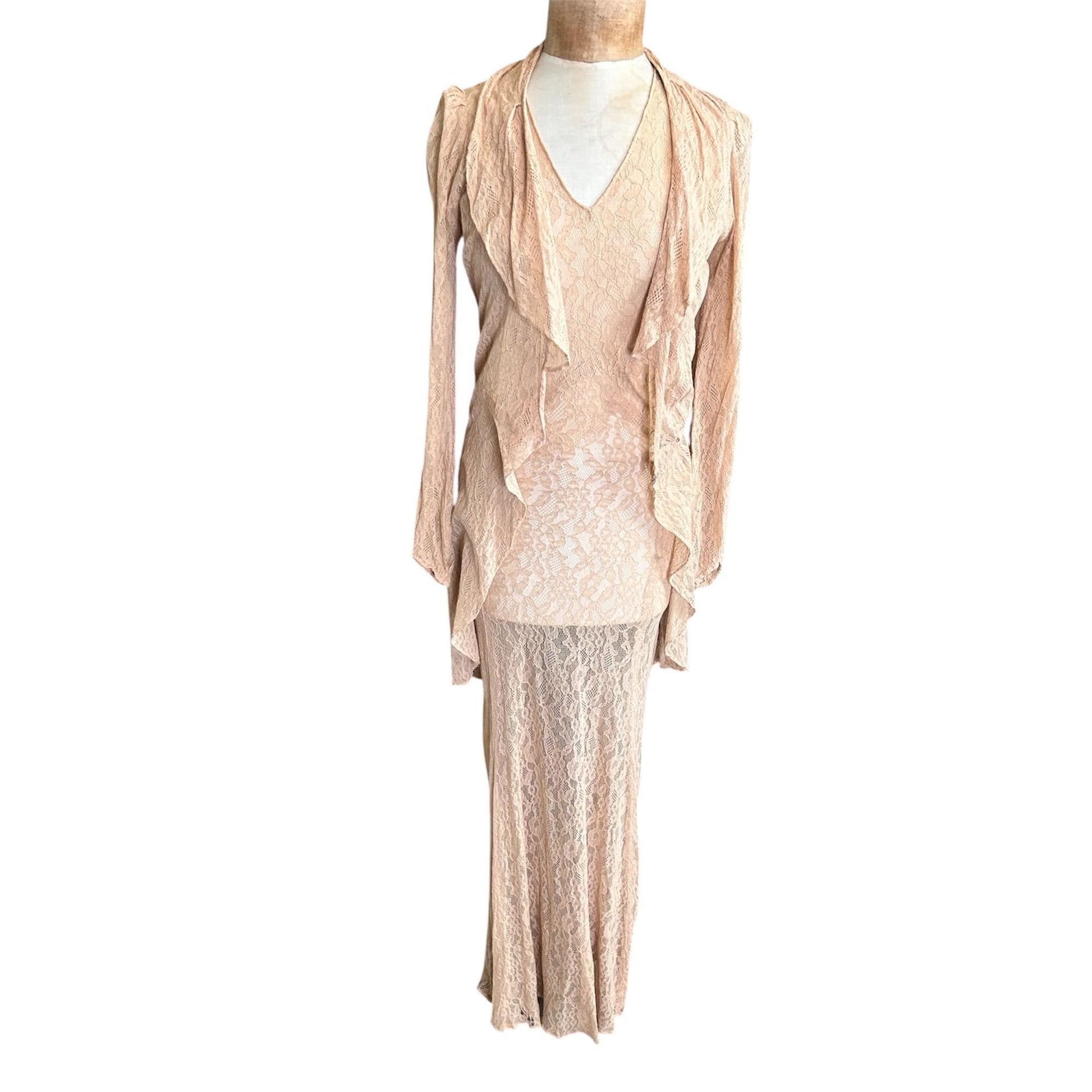 Vintage 1930s Long sheer Lace Dress & jacket - Splendid Vintage World