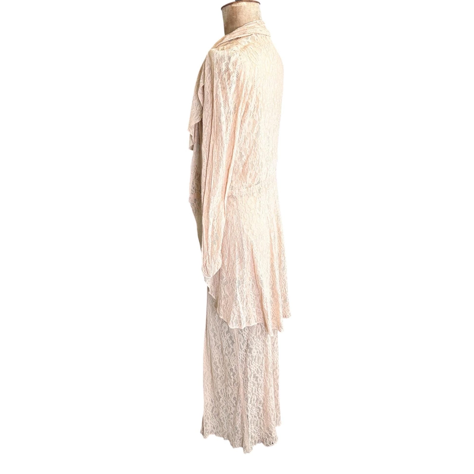 Vintage 1930s Long sheer Lace Dress & jacket - Splendid Vintage World
