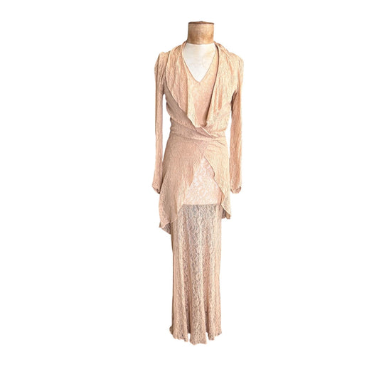 Vintage 1930s Long sheer Lace Dress & jacket - Splendid Vintage World