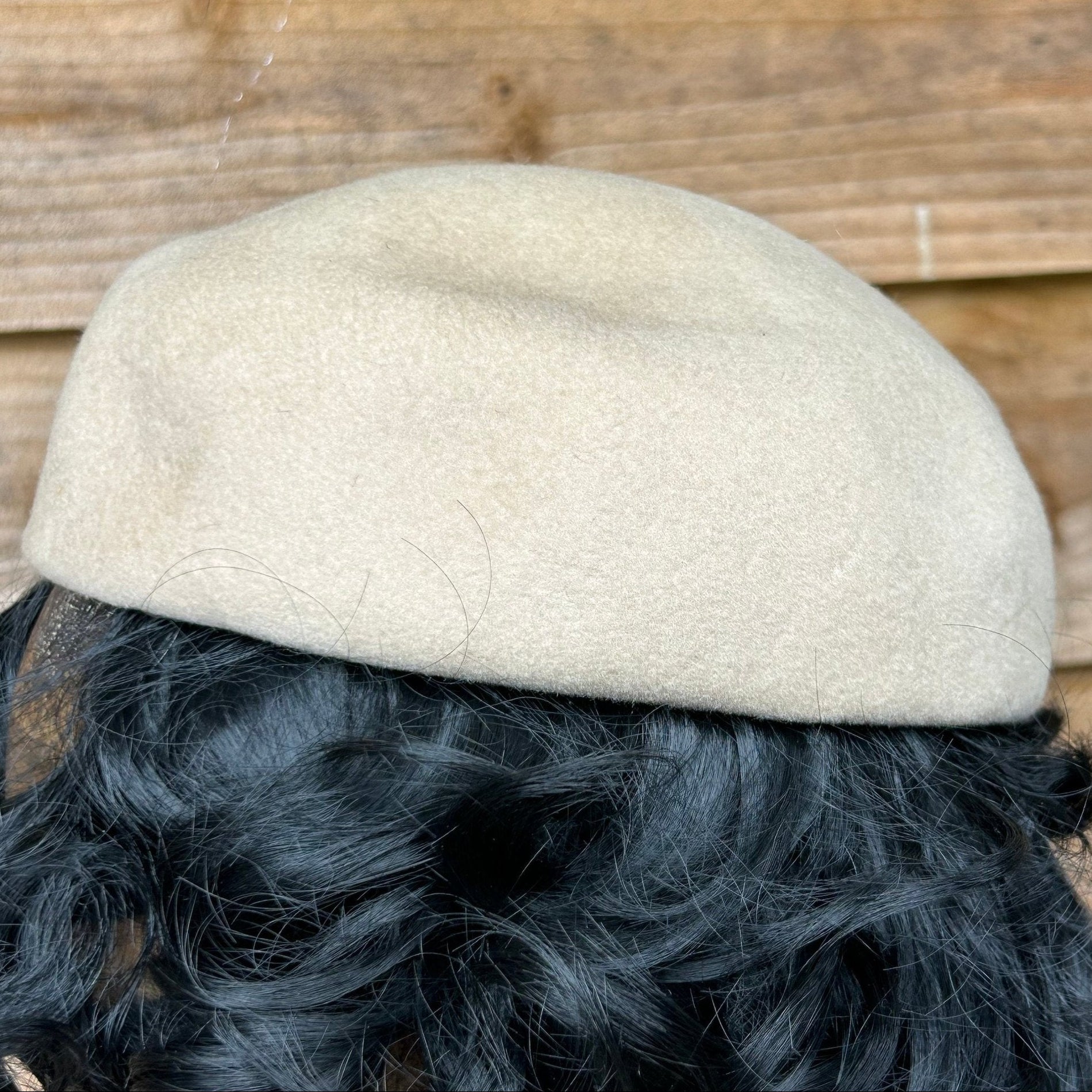 Vintage 1930s Wool Beret with Feather & Bakelite Adornment - Glenover Henry Pollak