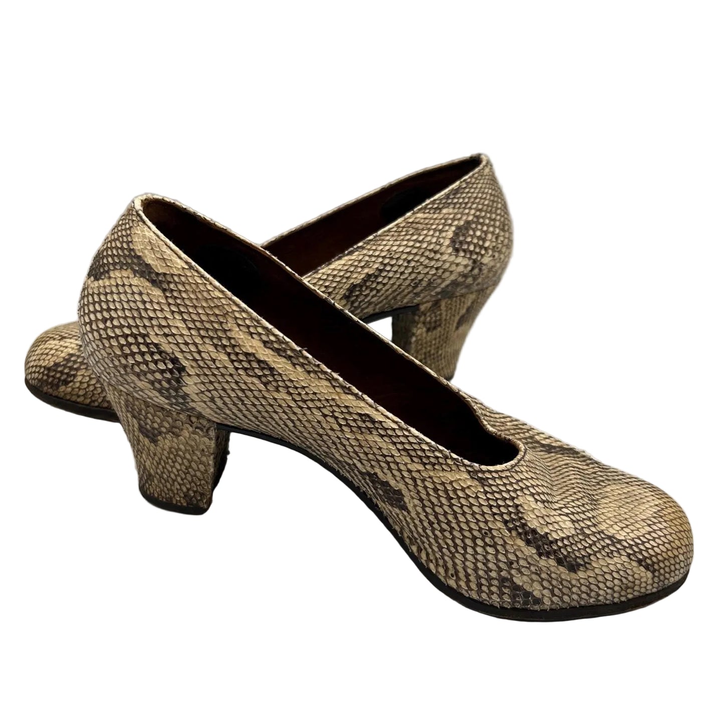 ladies python leather heeled shoes on white background - Splendid Vintage World