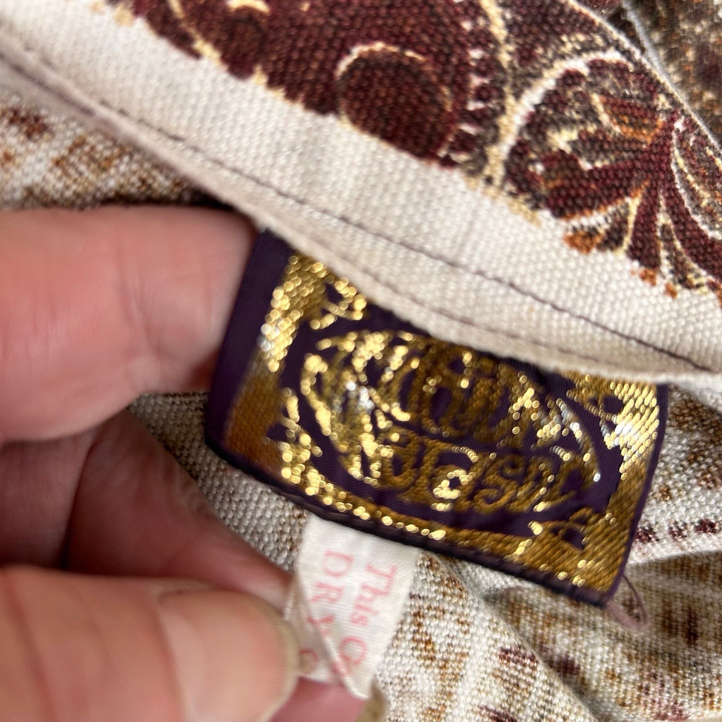 Vintage 1970s Label in Skirt by Marion Donaldson held by hand - Splendid Vintage World