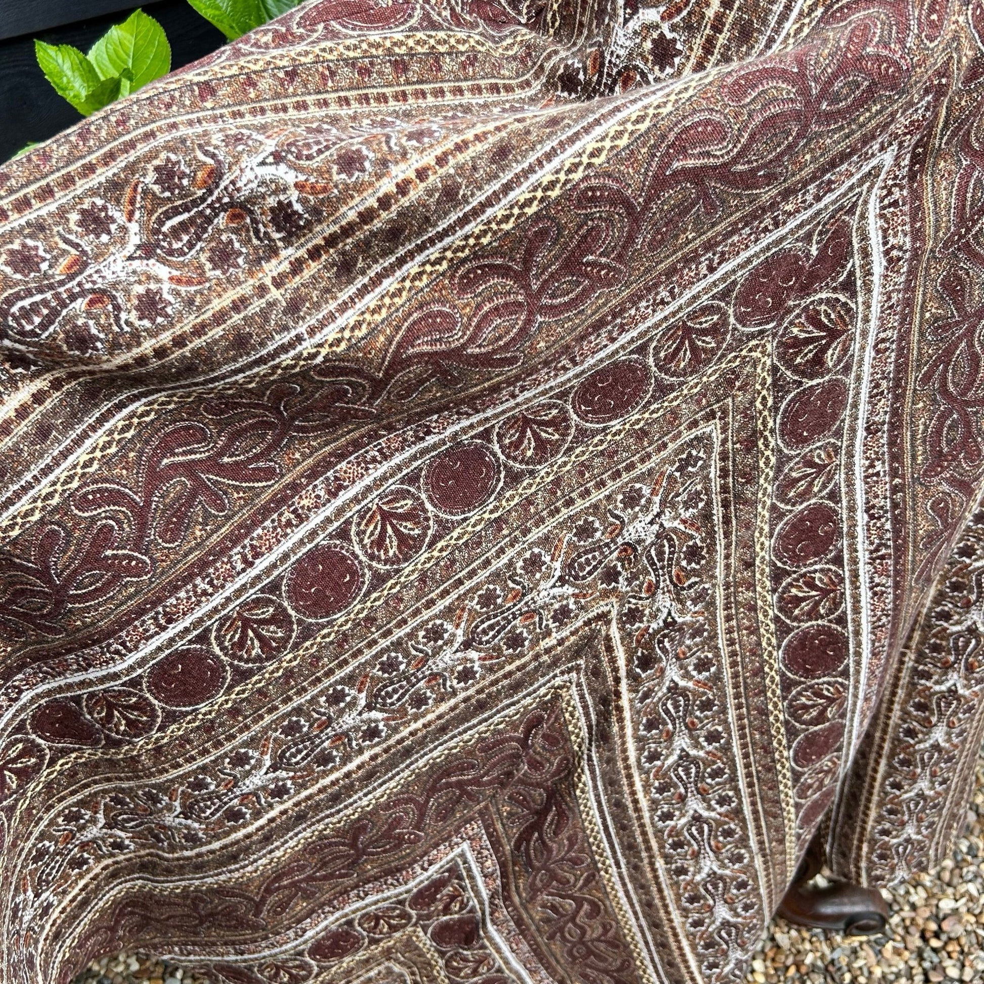 1970s Liberty of London brown patterned fabric A Line Skirt by Marion Donaldson - Splendid Vintage World