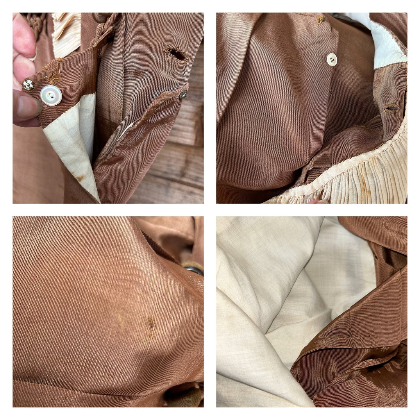 Vintage Child's Top and Trouser Suit: Cinnamon Brown Silk Grosgrain, Ornate Frog Trim - Splendid Vintage World