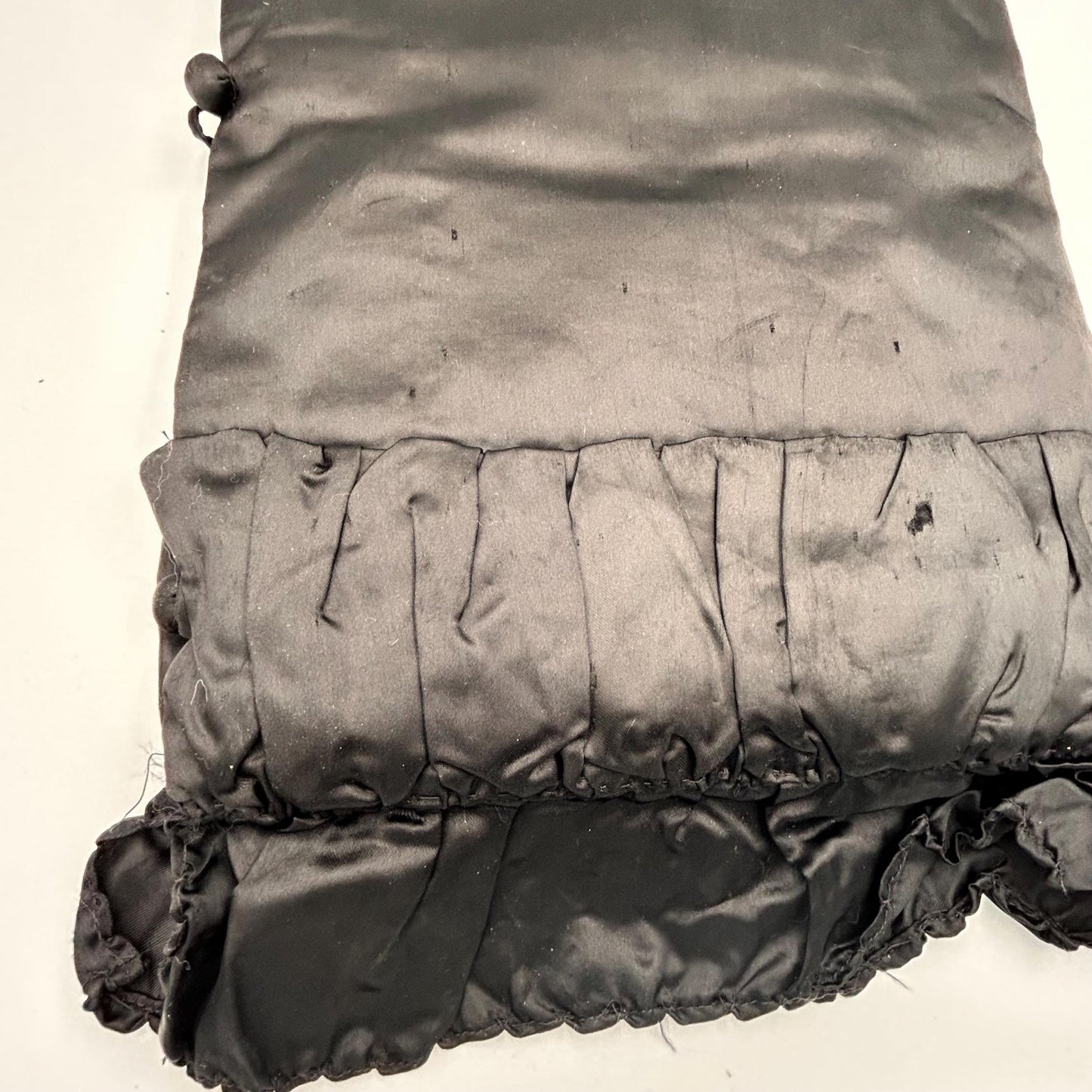 Vintage Floral Appliqué Pillow Case: Black Silk Satin, Purple Flowers - Splendid Vintage World