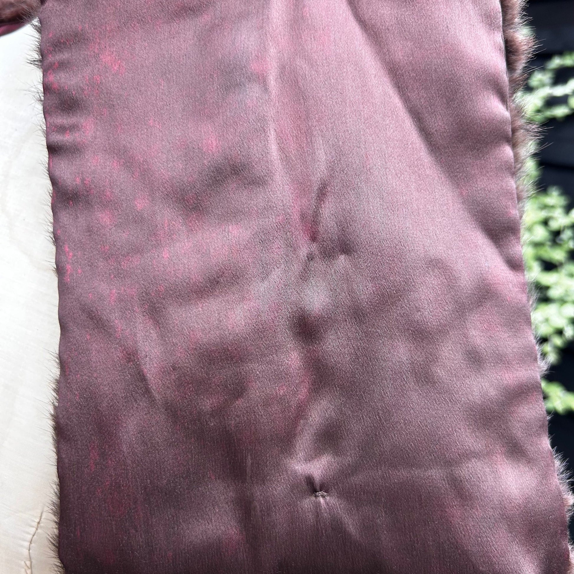 Vintage Fur Stole lining close up with signs of discolouration- Splendid Vintage World