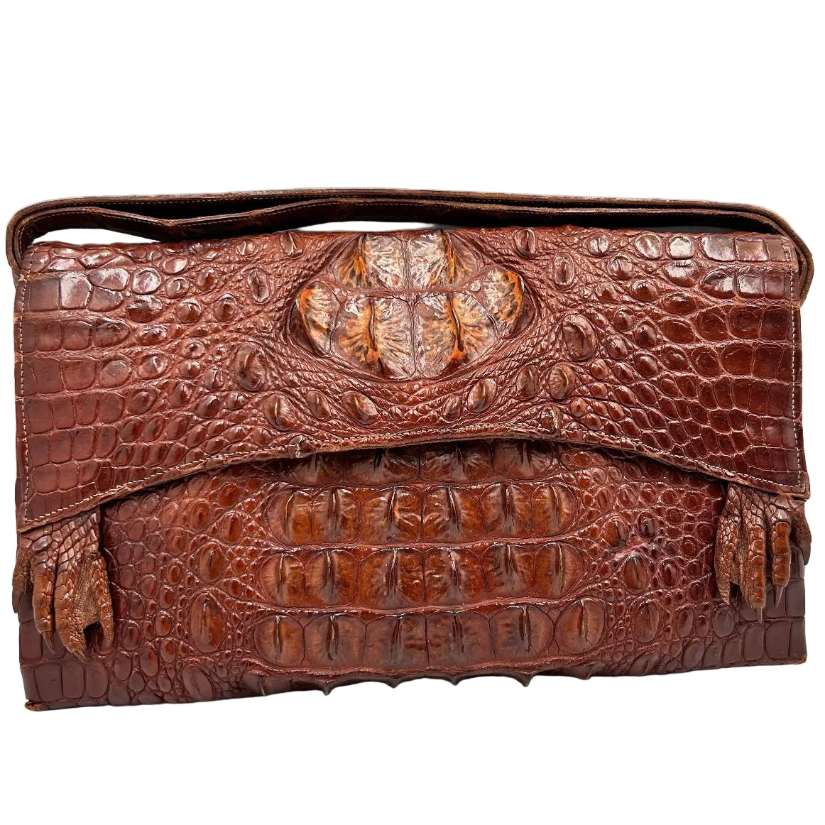 Vintage Hornback crocodile Handbag from the 1930s/ 1940s with multiple interior pockets - Splendid Vintage World