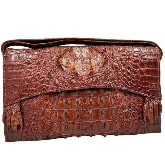 Vintage Hornback crocodile Handbag from the 1930s/ 1940s with multiple interior pockets - Splendid Vintage World