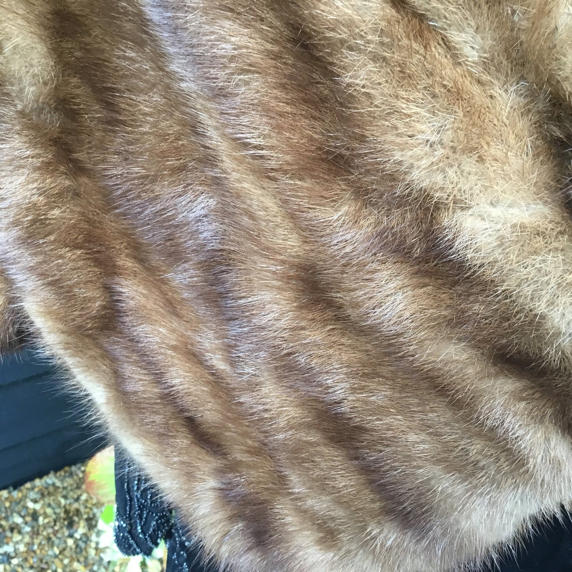 Vintage Mink Fur Stole Warm Brown with stripes - Splendid Vintage World