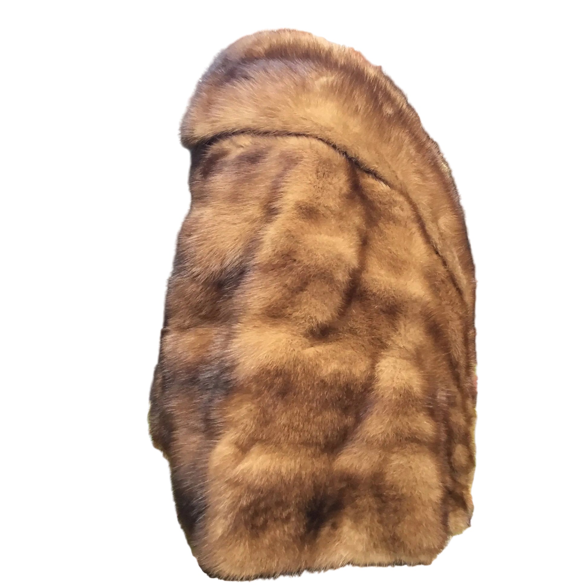 Vintage Mink Fur Stole: Warm Brown in colour with slight stripes on white background- Splendid Vintage World