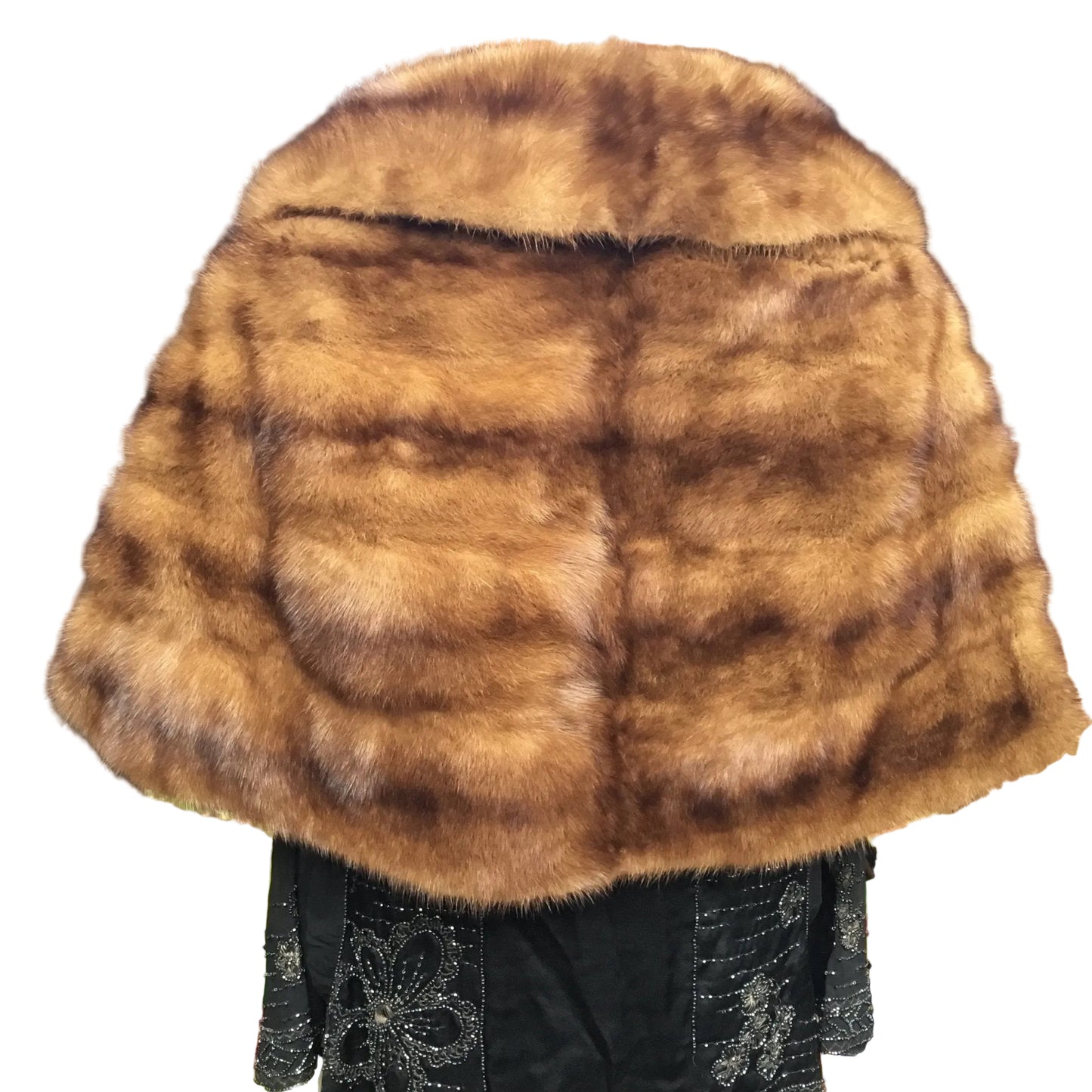 Vintage warm brown Mink Fur Stole on mannequin with black skirt on white background - Splendid Vintage World