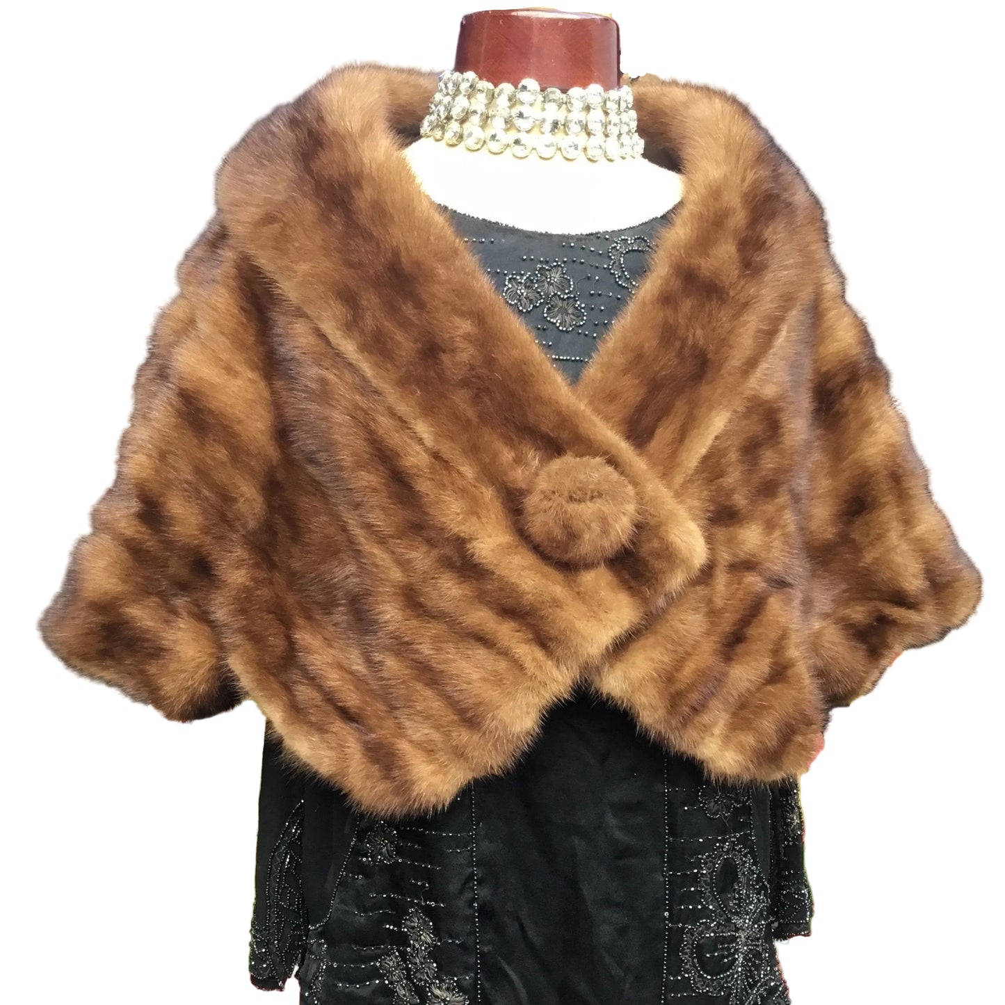 Vintage Mink Fur Stole on mannequin on white background - Splendid Vintage World