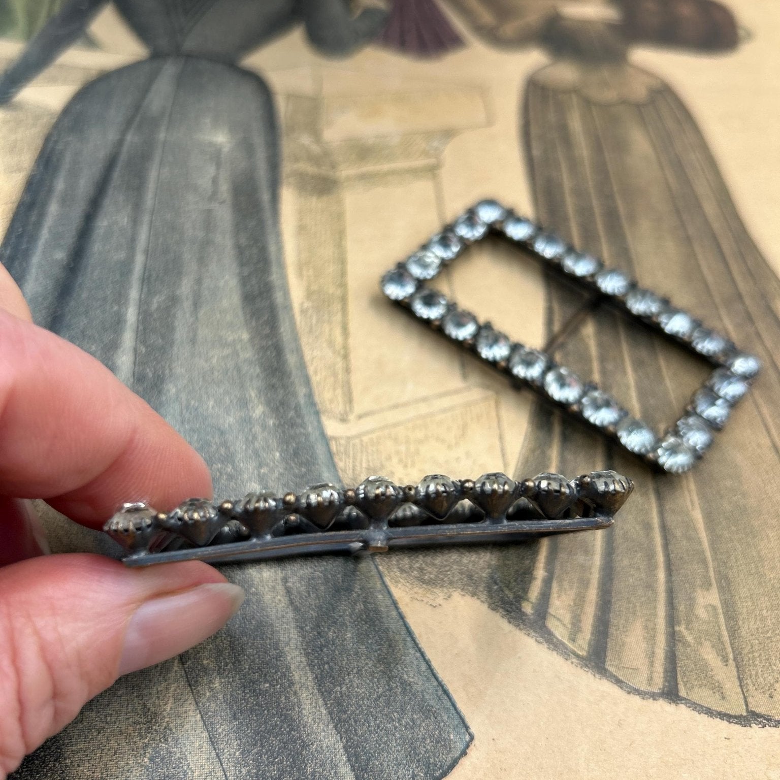 Vintage sash buckles paste diamante dress adornments belt buckles - Splendid Vintage World