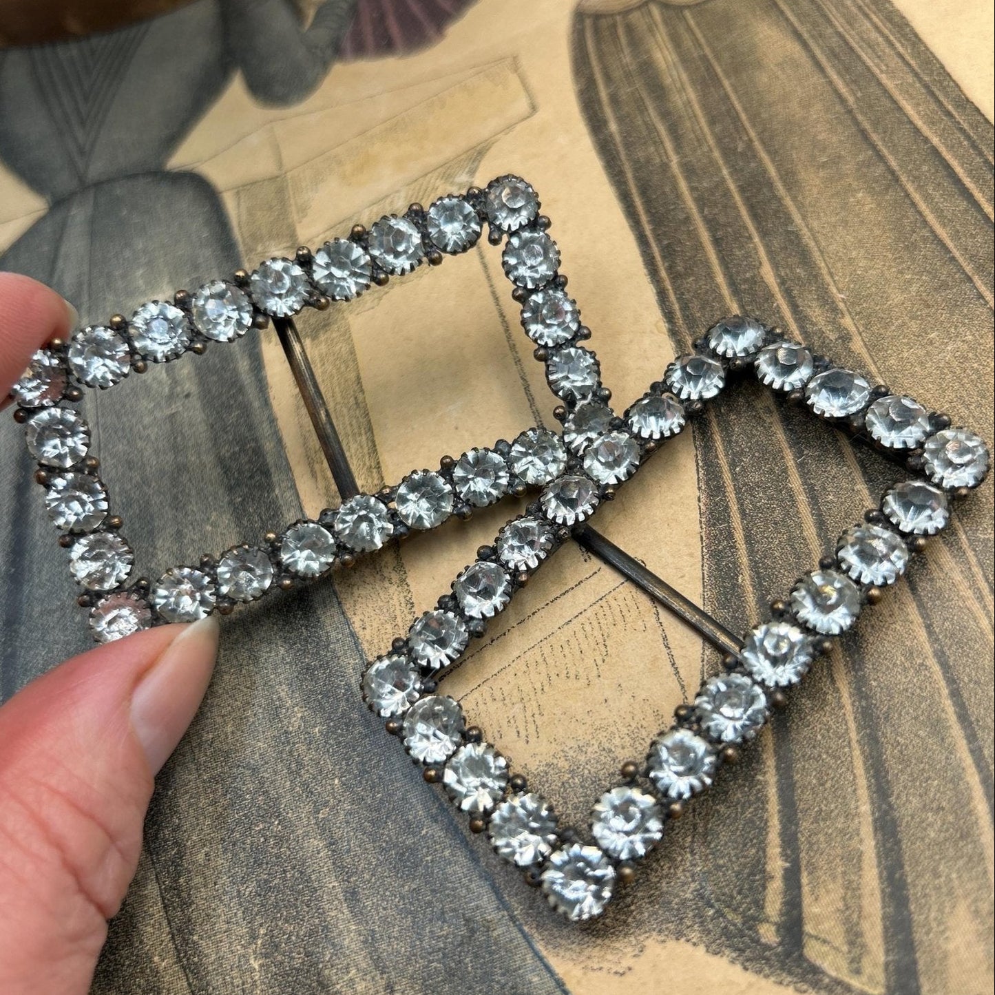 Vintage sash buckles paste diamante dress adornments belt buckles - Splendid Vintage World