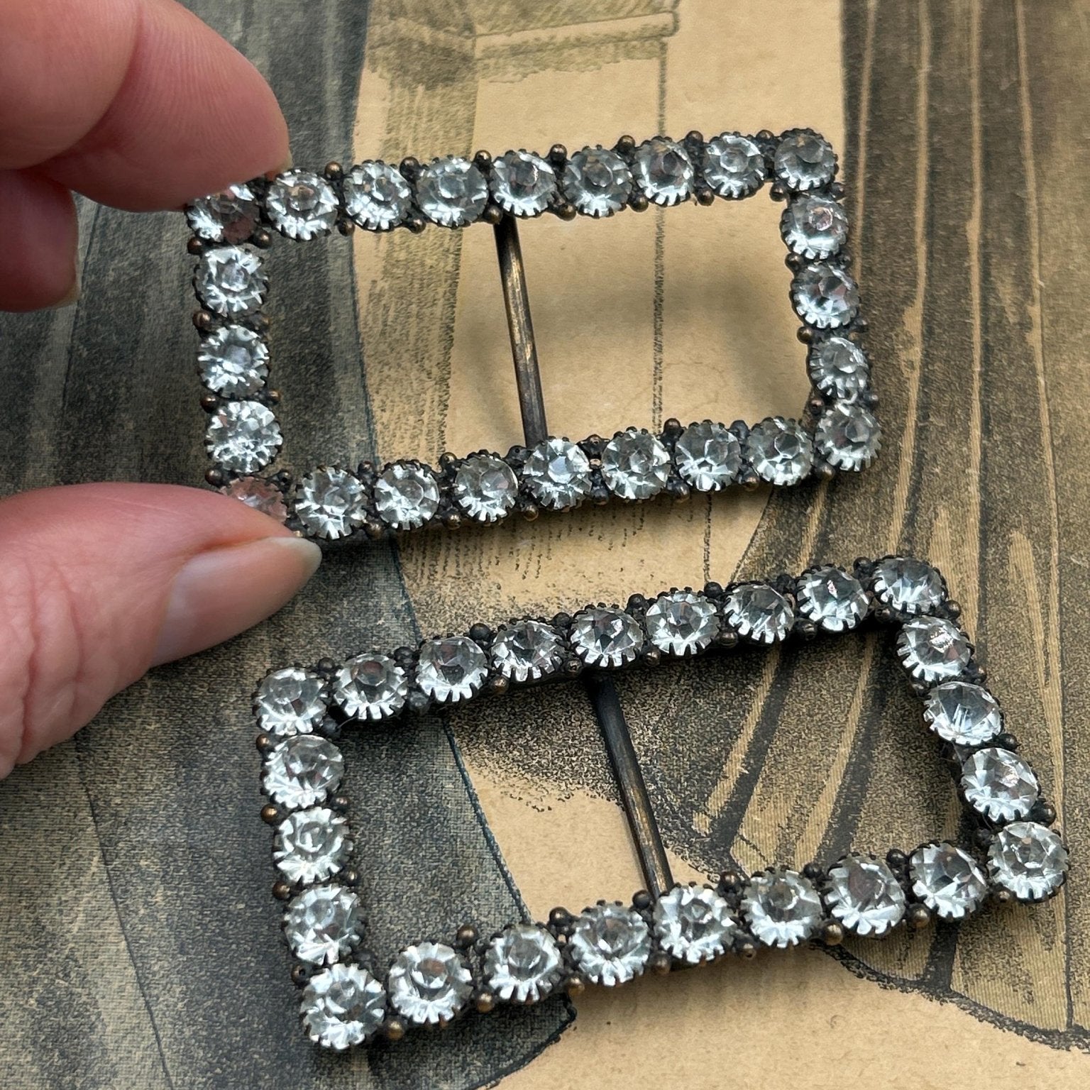 Vintage sash buckles paste diamante dress adornments belt buckles - Splendid Vintage World