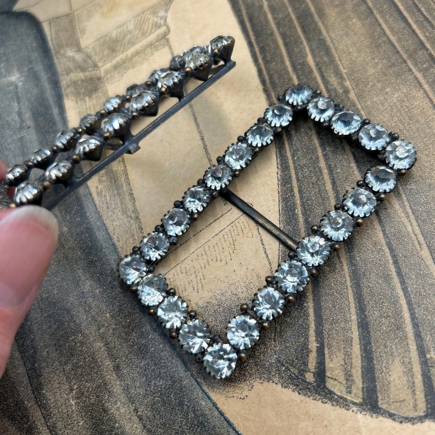 Vintage sash buckles paste diamante dress adornments belt buckles - Splendid Vintage World