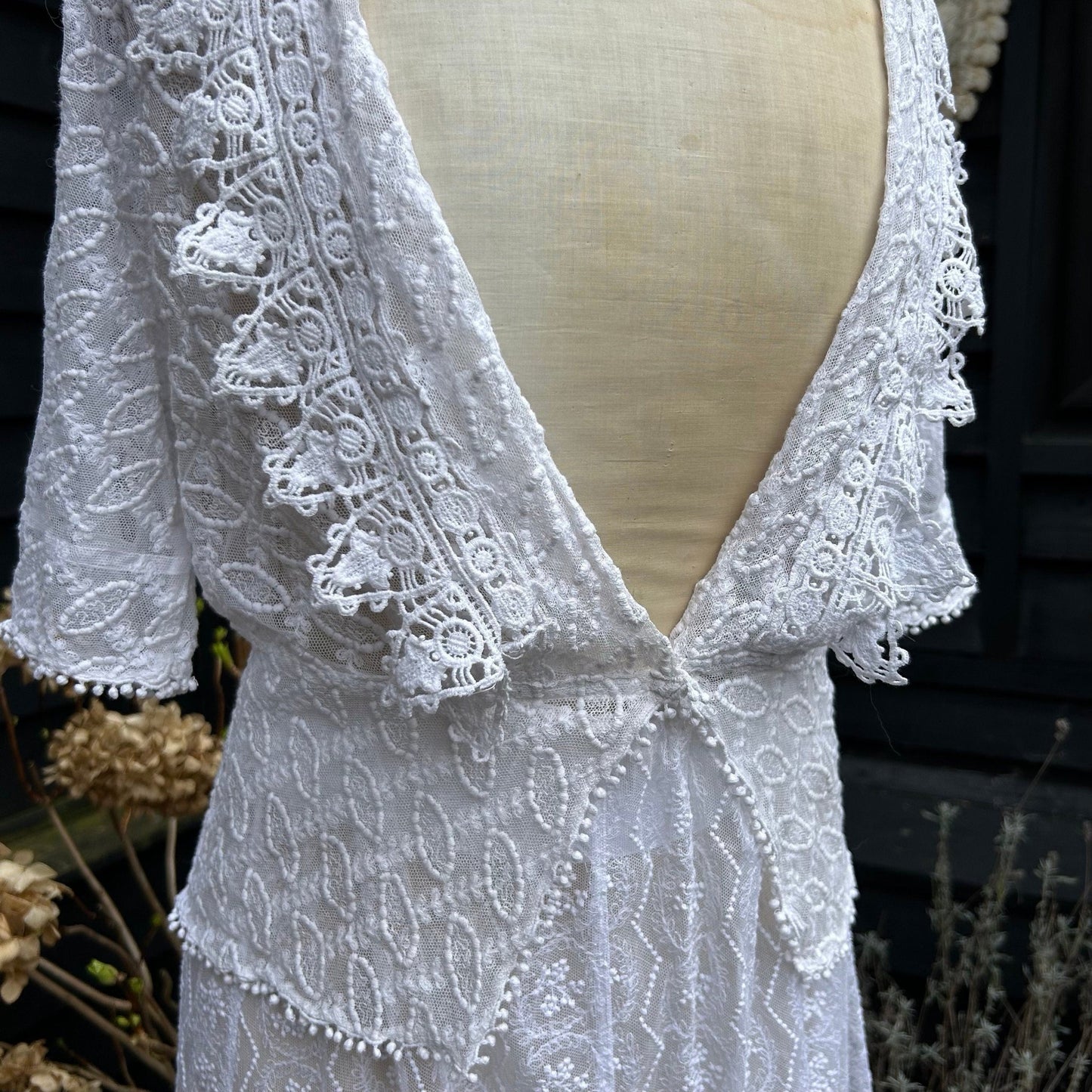 Vintage sheer Embroidered Tulle bridal Wedding Jacket, Lace Collar - Splendid Vintage World