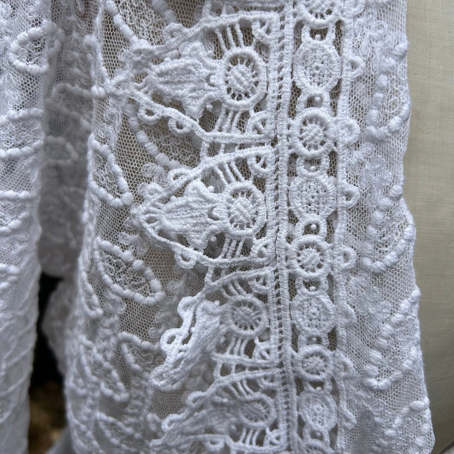Vintage sheer Embroidered Tulle bridal Wedding Jacket, Lace Collar - Splendid Vintage World