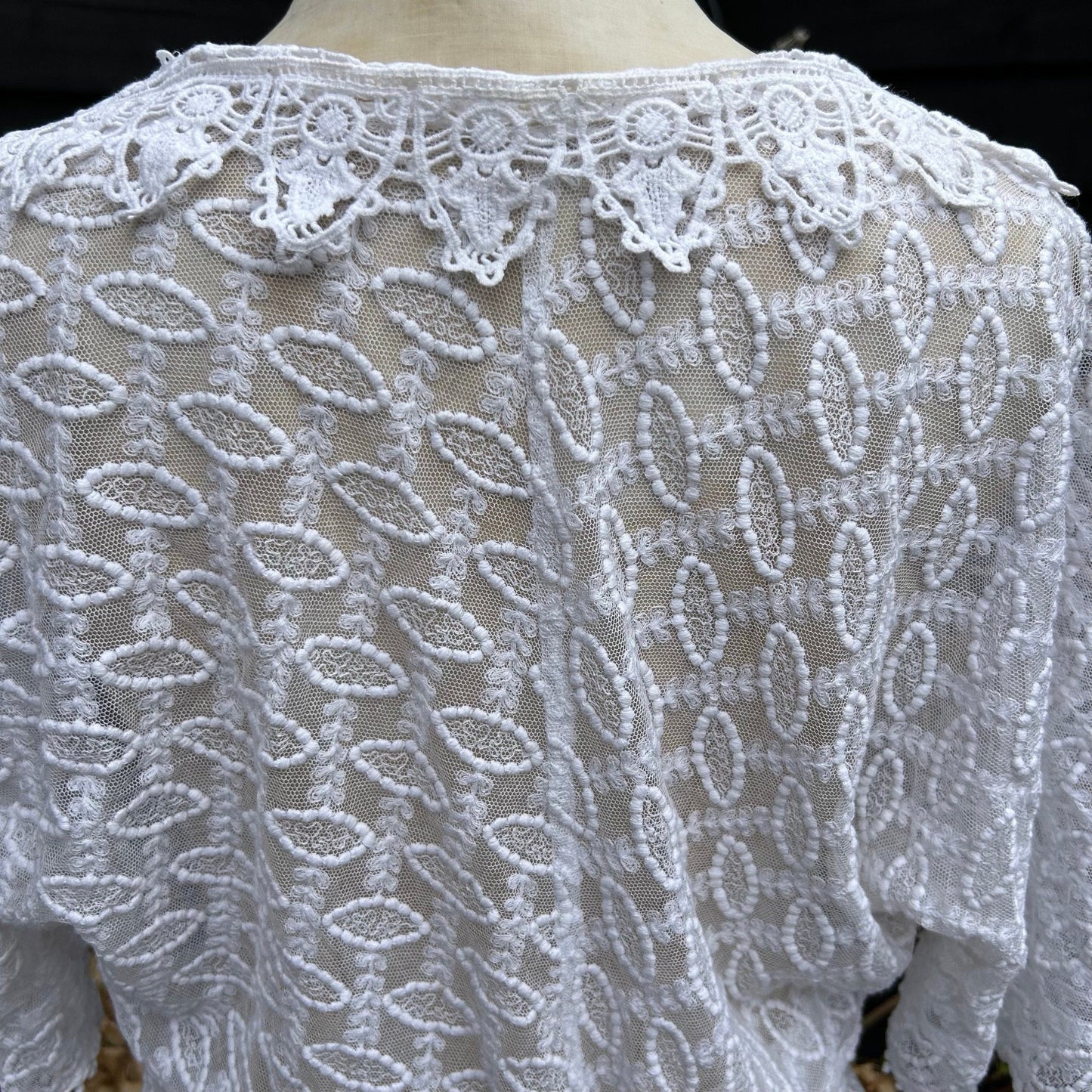 Vintage sheer Embroidered Tulle bridal Wedding Jacket, Lace Collar - Splendid Vintage World