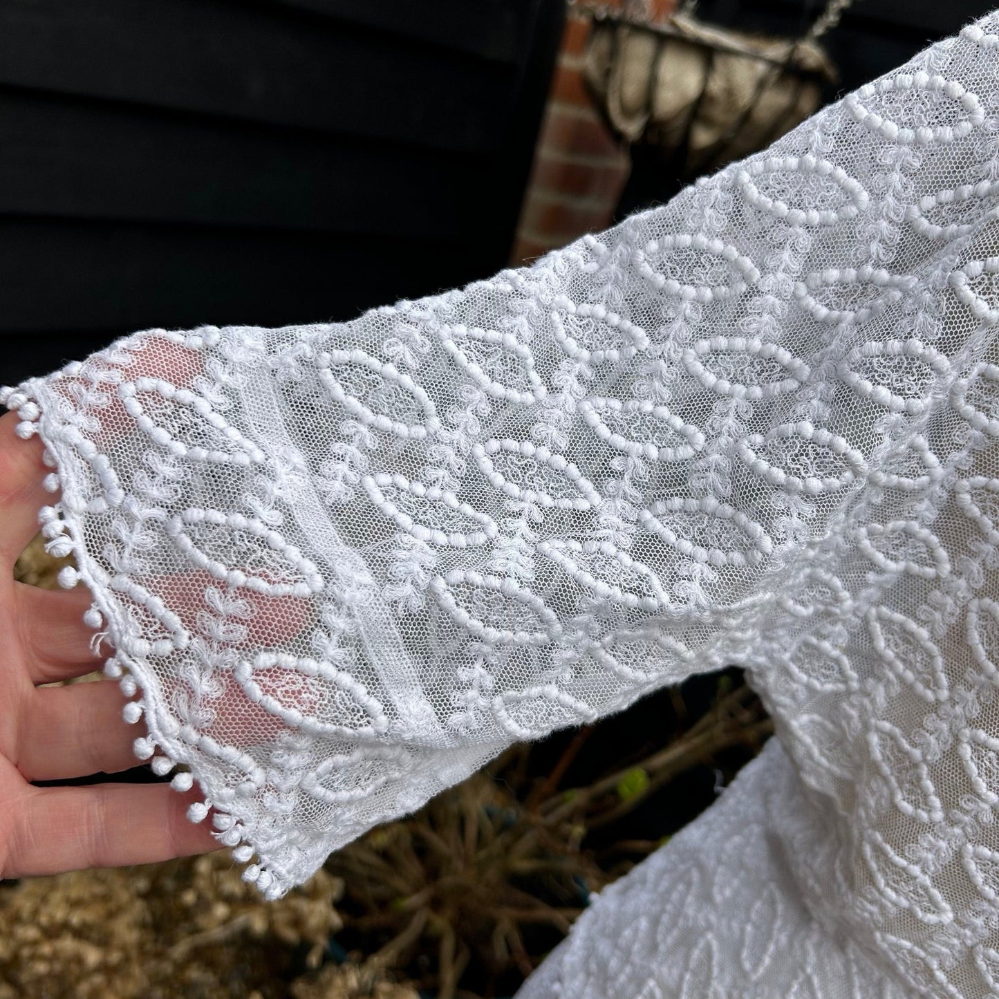 Vintage sheer Embroidered Tulle bridal Wedding Jacket, Lace Collar - Splendid Vintage World
