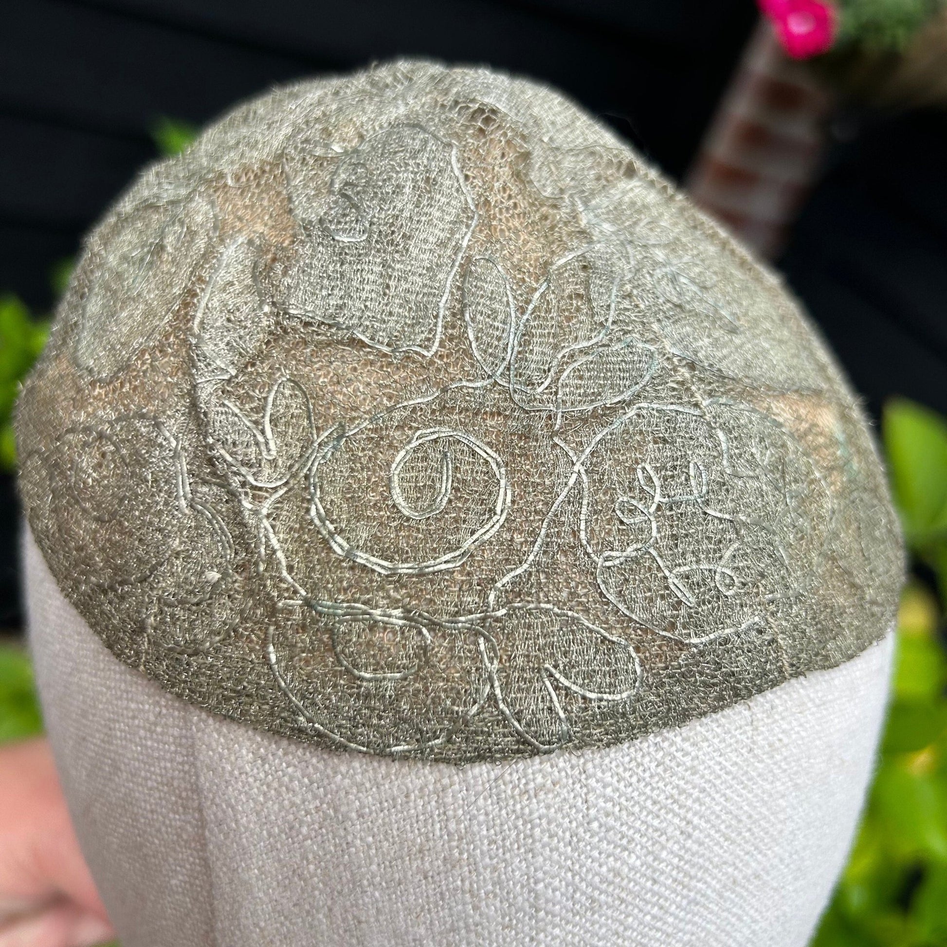 Vintage silver lame skull cap metallic lace & net lined hat - Splendid Vintage World