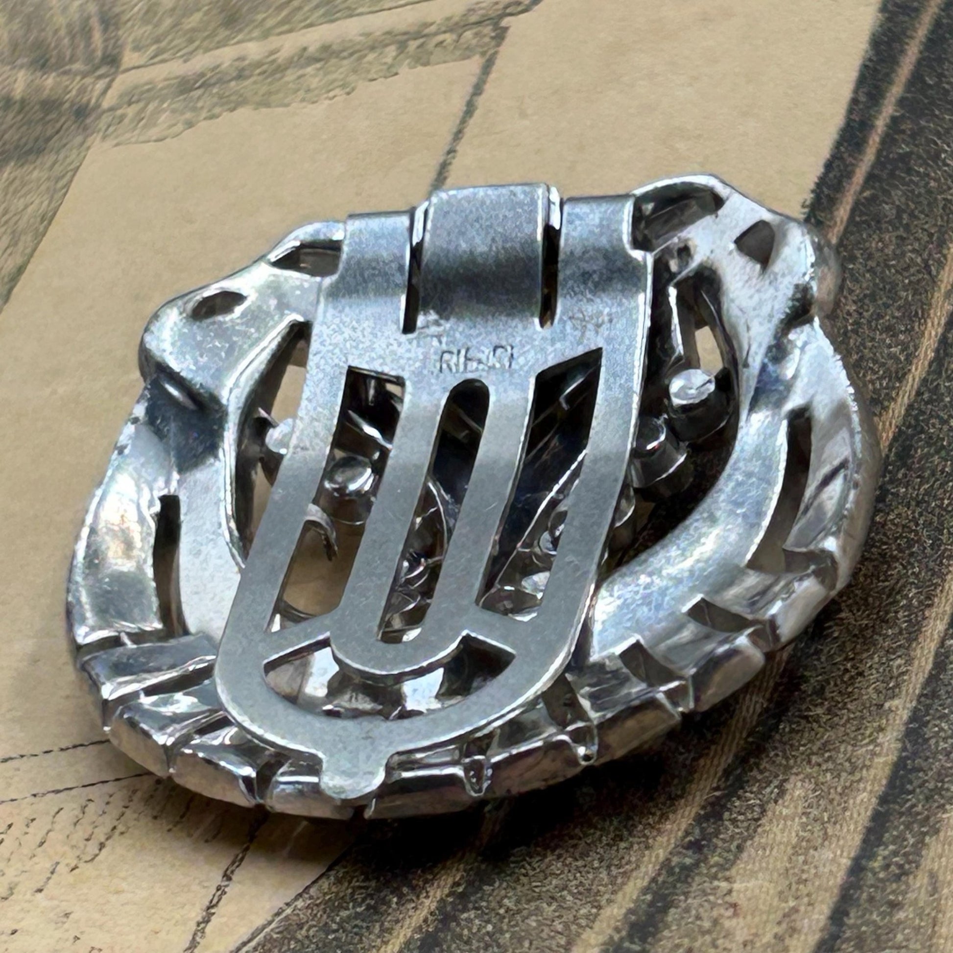 Vintage Trifari sparkly glass & silver dress clip brooch or hat decoration - Splendid Vintage World