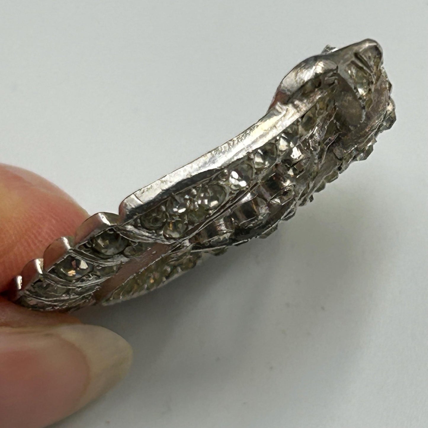 Vintage Trifari sparkly glass & silver dress clip brooch or hat decoration - Splendid Vintage World